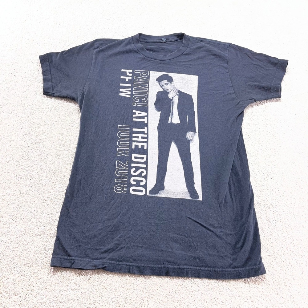 Panic! At‎ The Disco Shirt Mens Medium Black PFTW 2018 Brandon Urie Graphic Tee